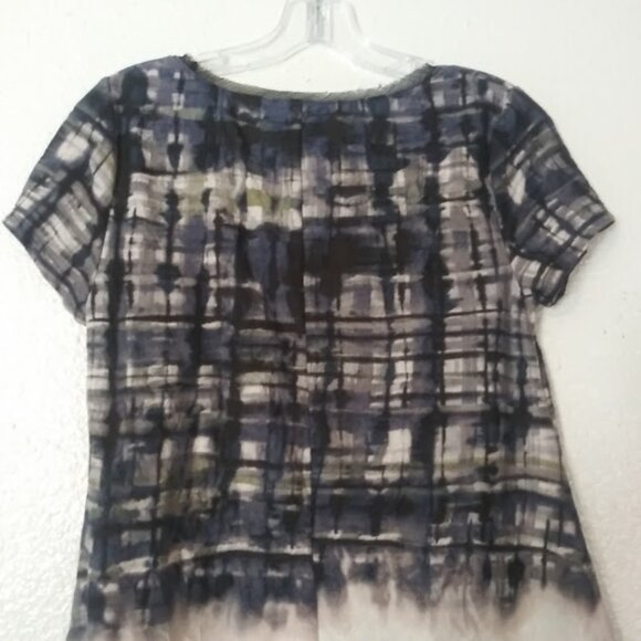 Simply Vera Vera Wang women's size XS black, white, blue , and green blouse - Picture 6 of 15